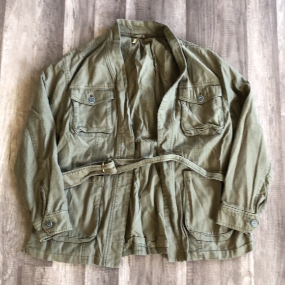 Free People In Our Nature Military Green Wrap Cargo Jacket M - Picture 2 of 14